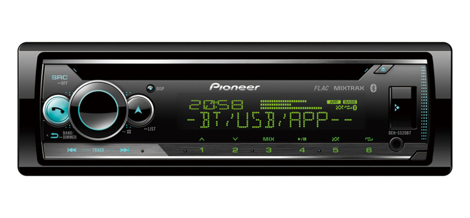 Pioneer DEH-S520BT ������������� 1DIN ���� � ��������-�������� INCAR